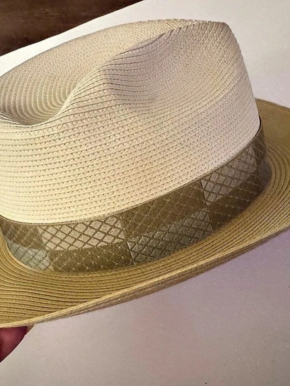 Stetson Fedora Hat in Beige & Brown Size 60